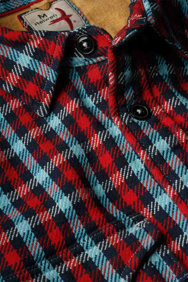 Relwen - Mountain Flannel - Red/Navy/Lt Blue Check - Detail