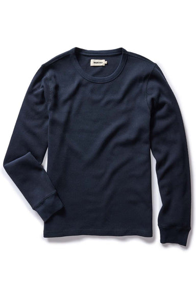 Taylor Stitch - Organic Cotton Waffle Crew - Dark Navy - Flatlay