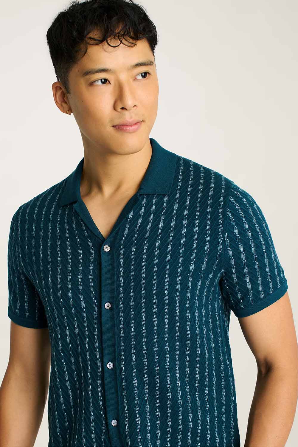 Bonobos - Hudson Cabana Sweater Polo - Teal Stripe - Front