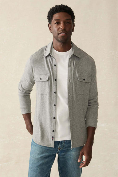 Faherty - Legend Sweater Shirt - Fossil Grey Twill - Front