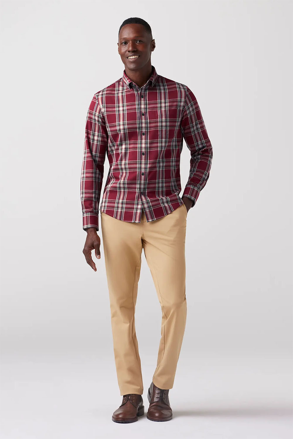 Mizzen + Main - City Flannel - Garnet Thomas Plaid - Front