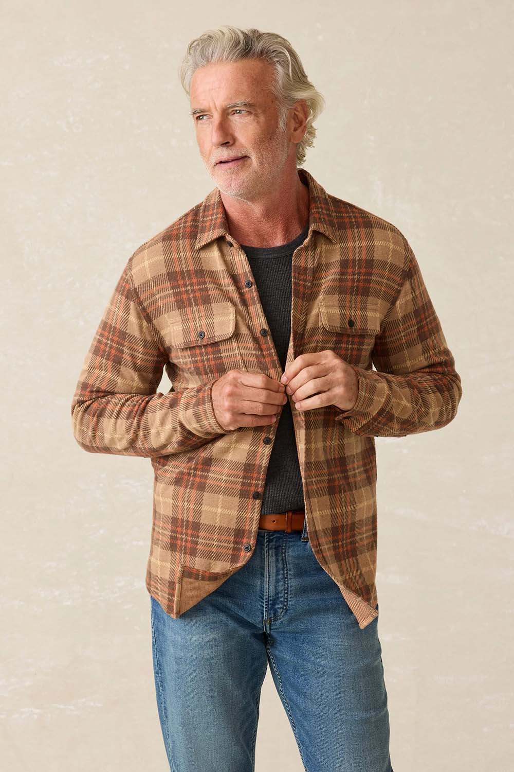 Faherty - Legend Sweater Shirt - Cedar Sands Plaid - Front