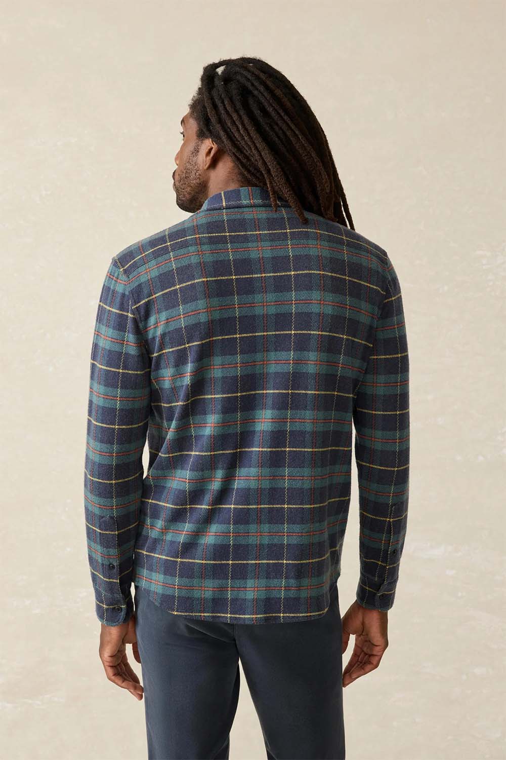 Faherty - Legend Sweater Shirt - Mossy Elm Plaid - Back