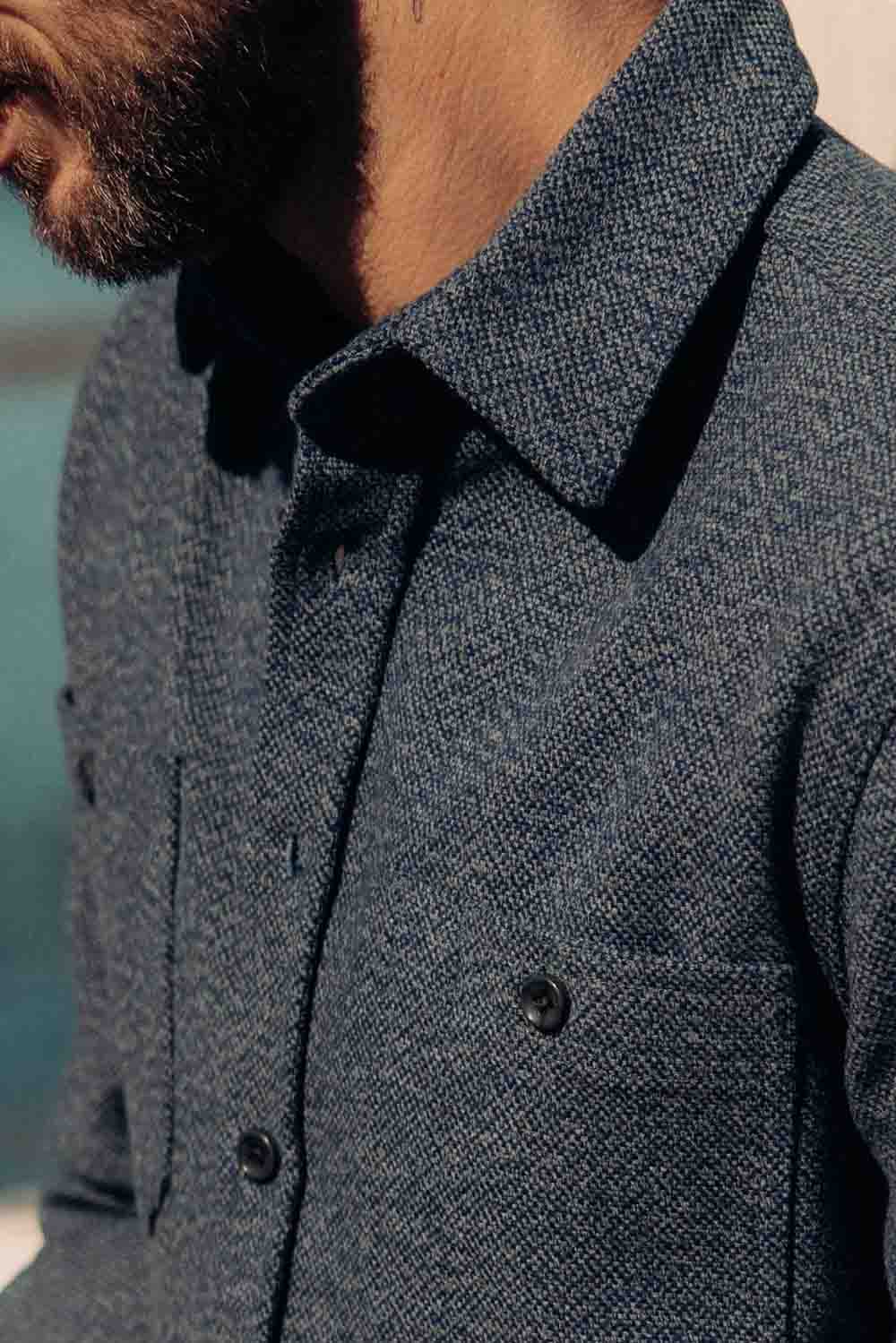 Taylor Stitch - The Utility Shirt - Indigo Ash Wool Canvas - Detail