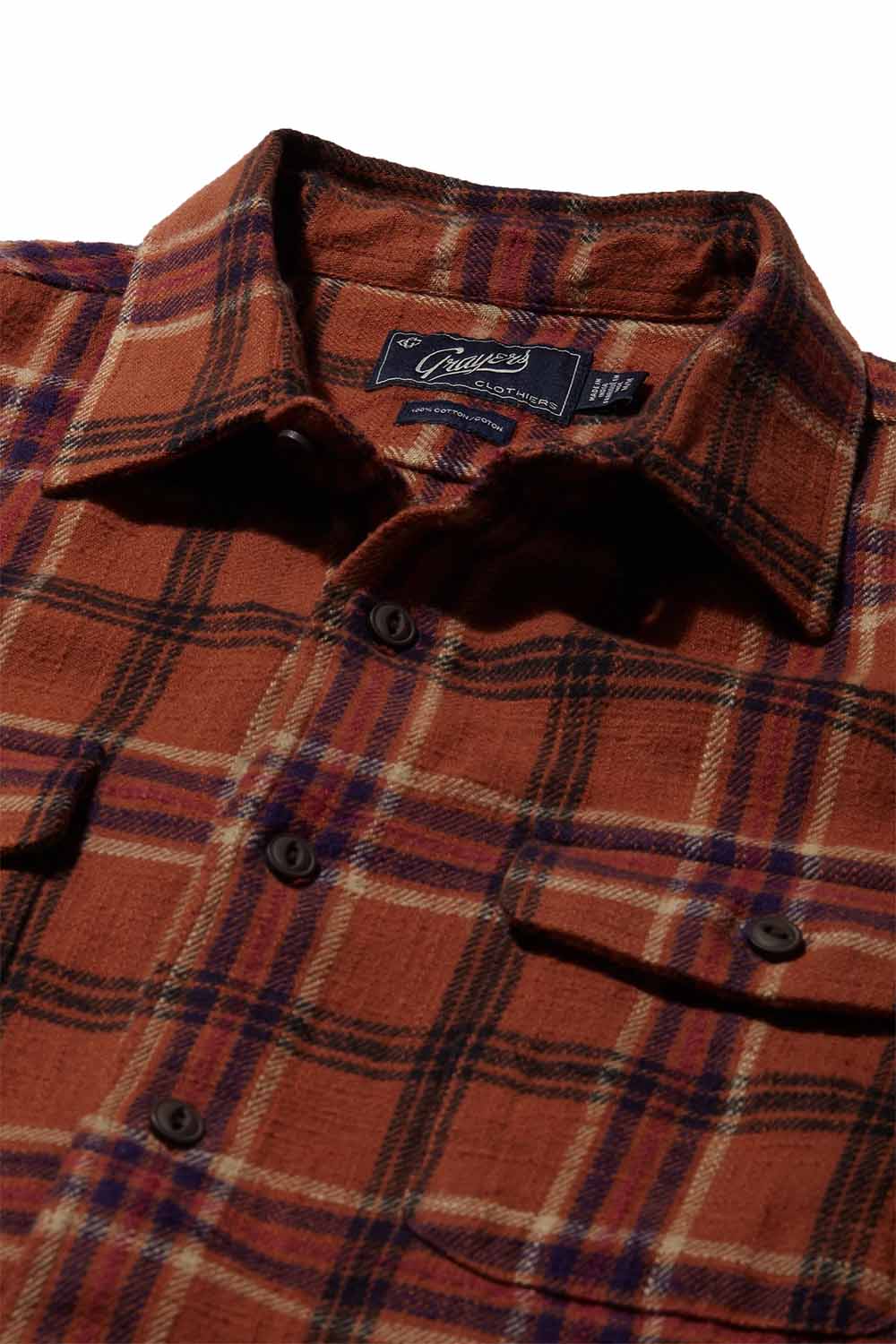 Grayers - Vintage Slub Twill Shirt - Clove Navy - Collar