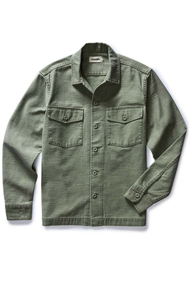 Taylor Stitch - The Surplus Shirt - Olive Reverse Sateen - Flatlay