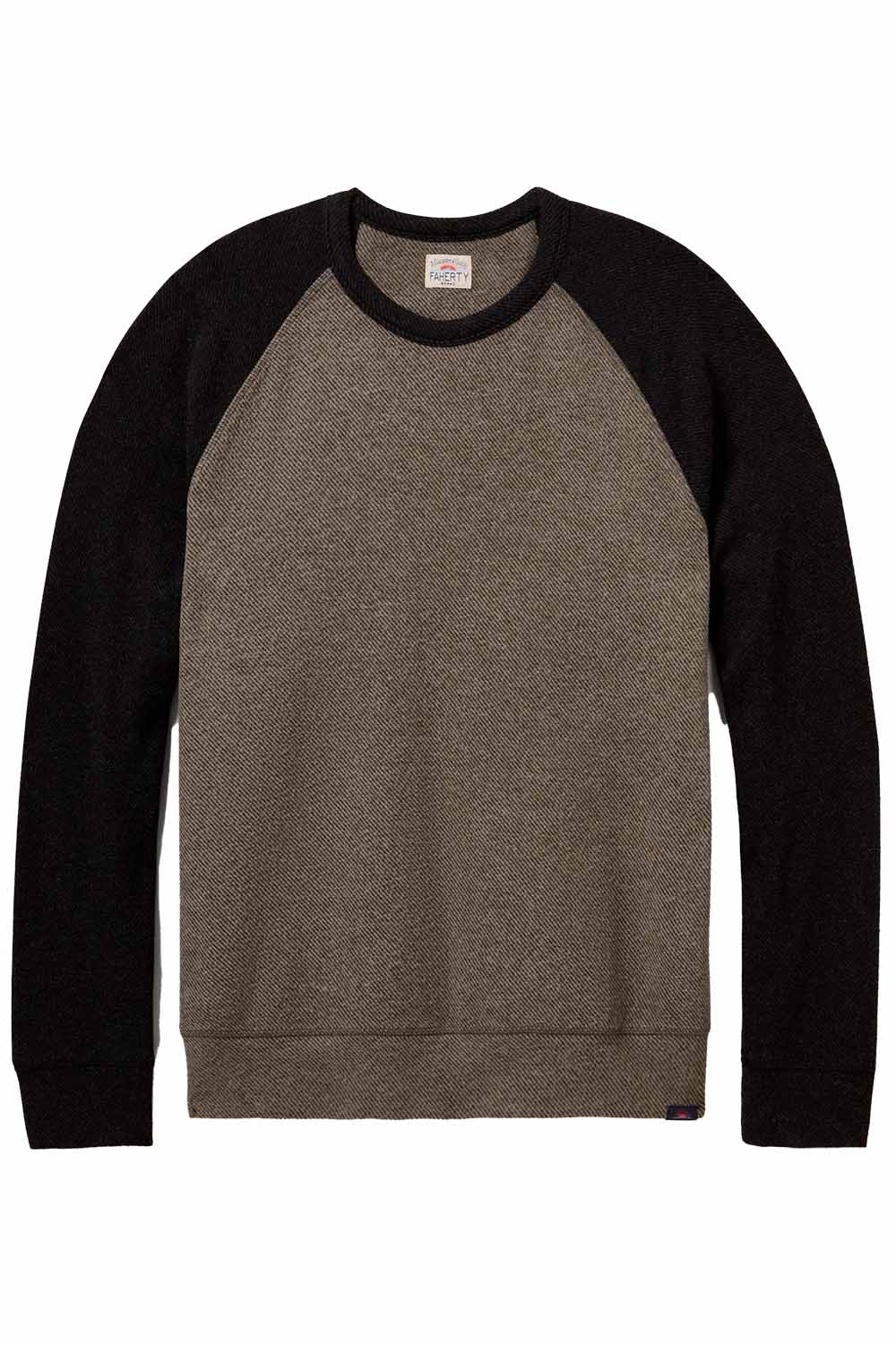 Faherty - Legend Baseball Sweater Crew -  Mossy Charcoal - Flatlay