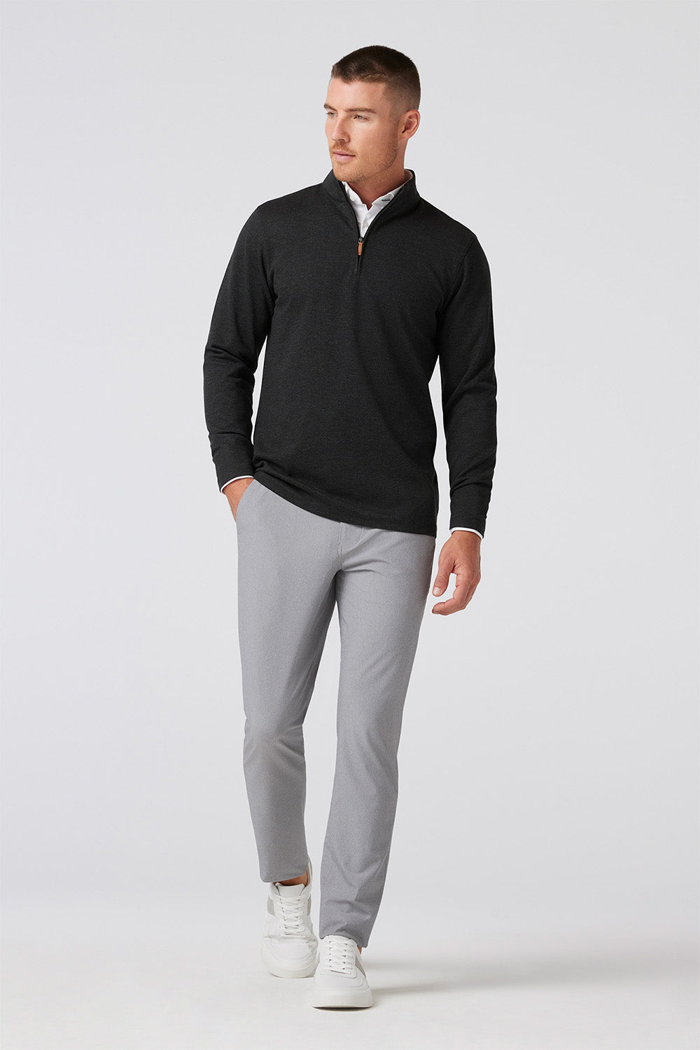 Mizzen + Main - KPI Quarter Zip - Black Heather 