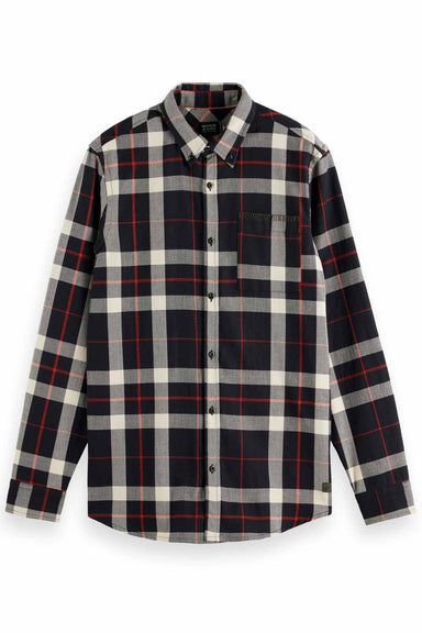 Scotch & Soda - Herringbone Check Shirt - Black Check - Flatlay