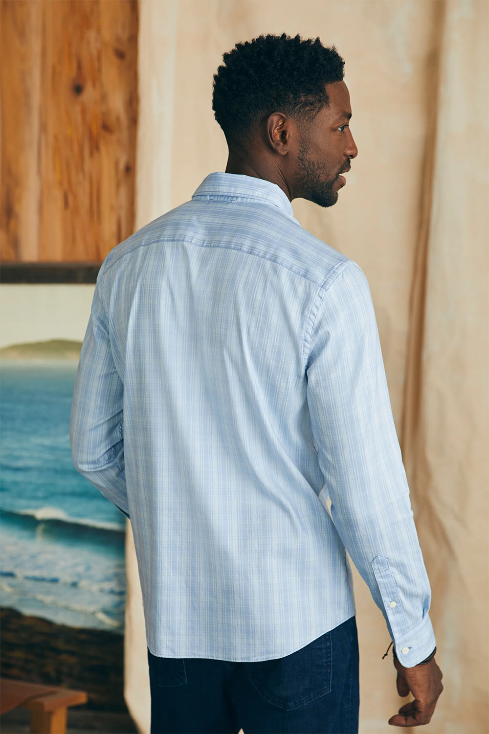 Faherty - The Movement Shirt - Ice Falls Plaid  - Back