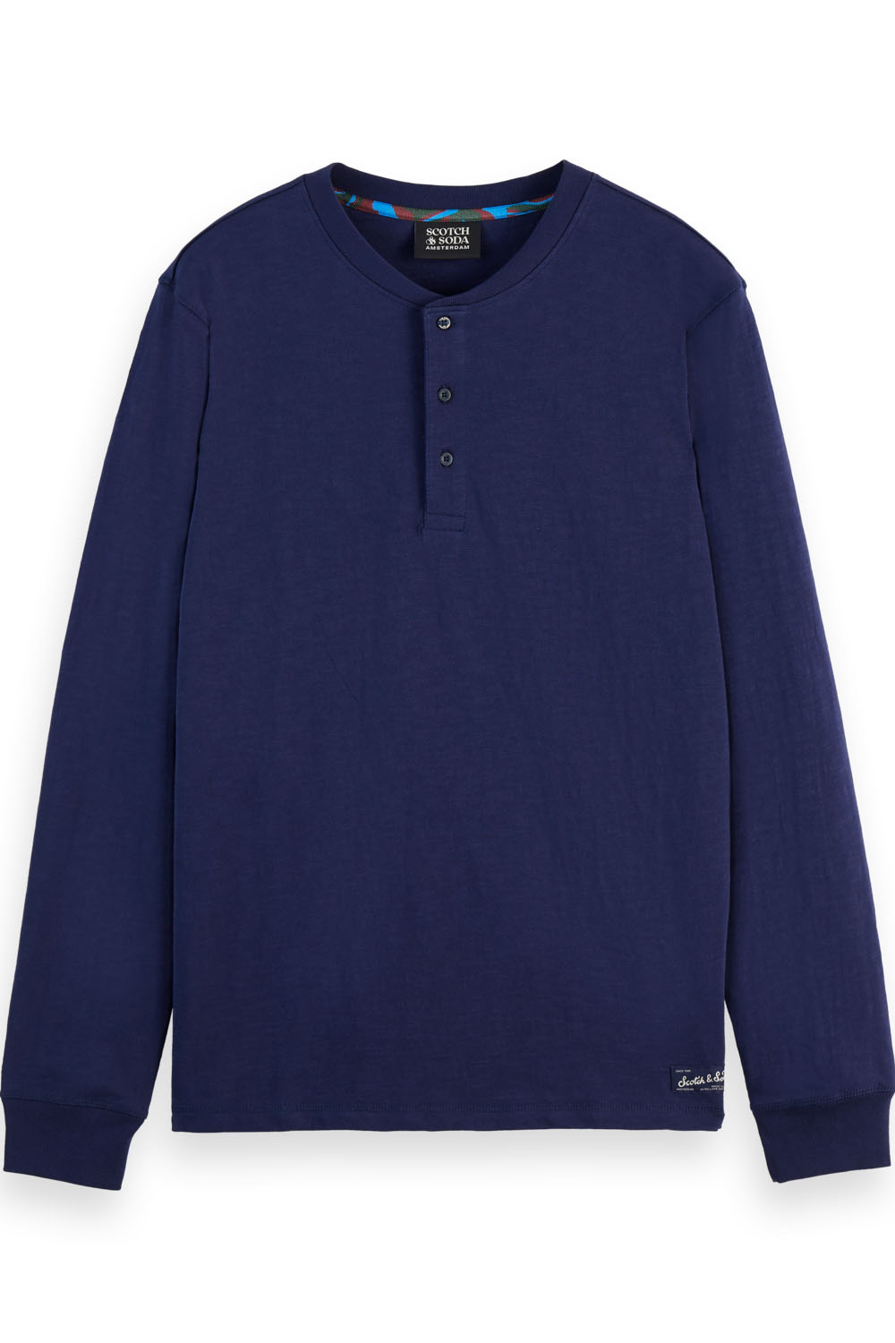 Scotch & Soda - Slub Henley LS - Navy - Flatlay