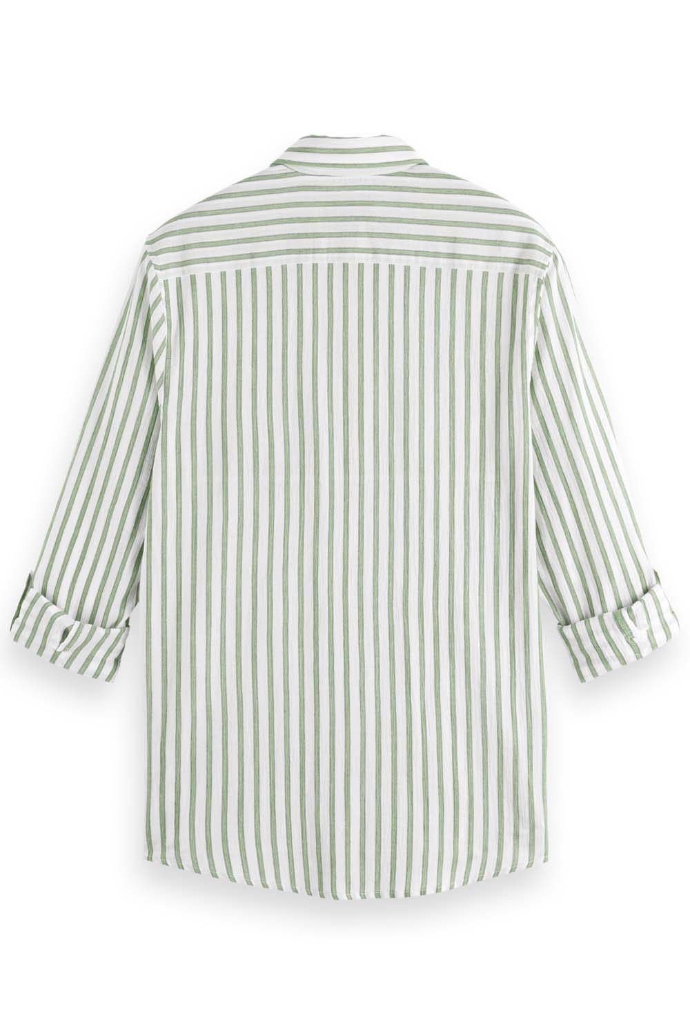 Scotch & Soda - Crinkle Striped Shirt - Firefly Green - Back