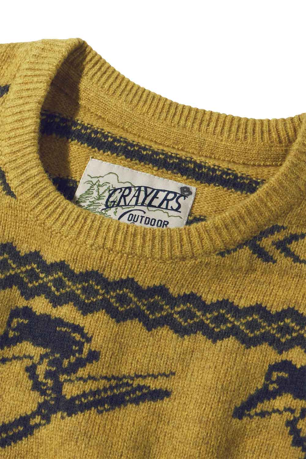 Grayers - Retro Ski Sweater - Mustard - Detail