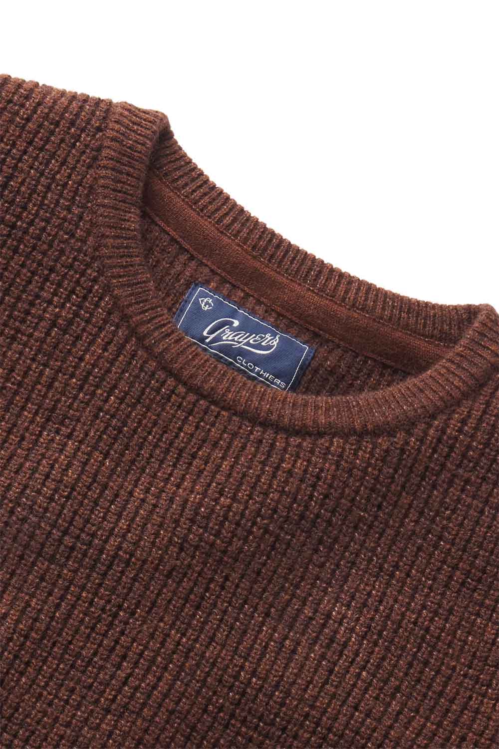 Grayers - Waffle Stitch Crew - Brown - Collar