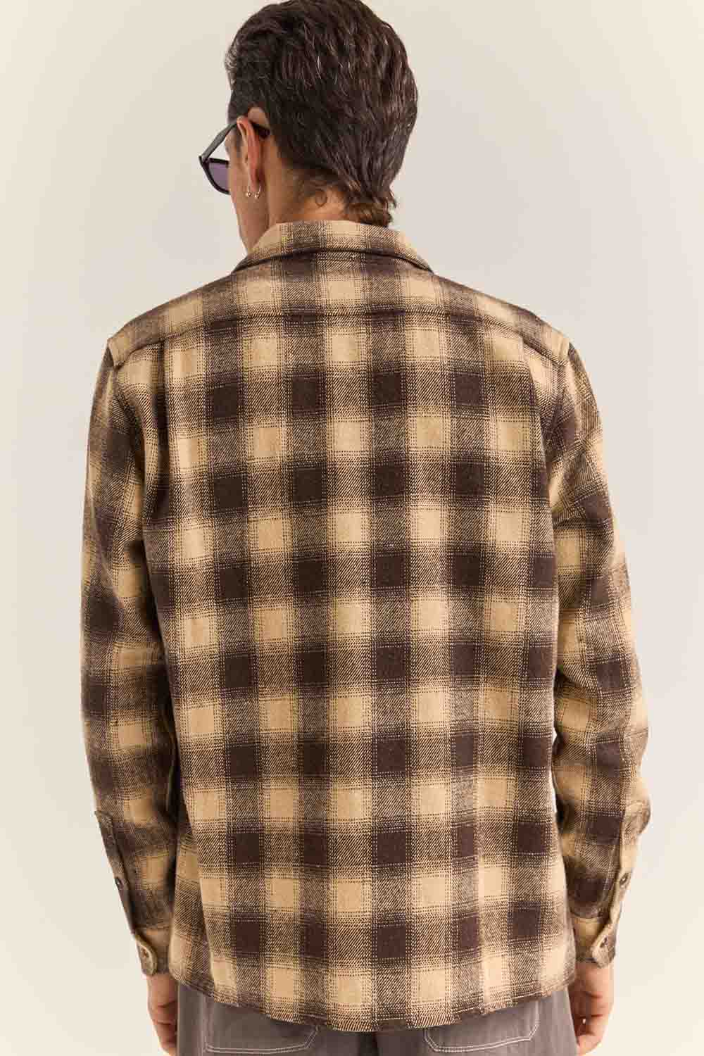 Rhythm - Plaid LS Flannel - Brown - Back