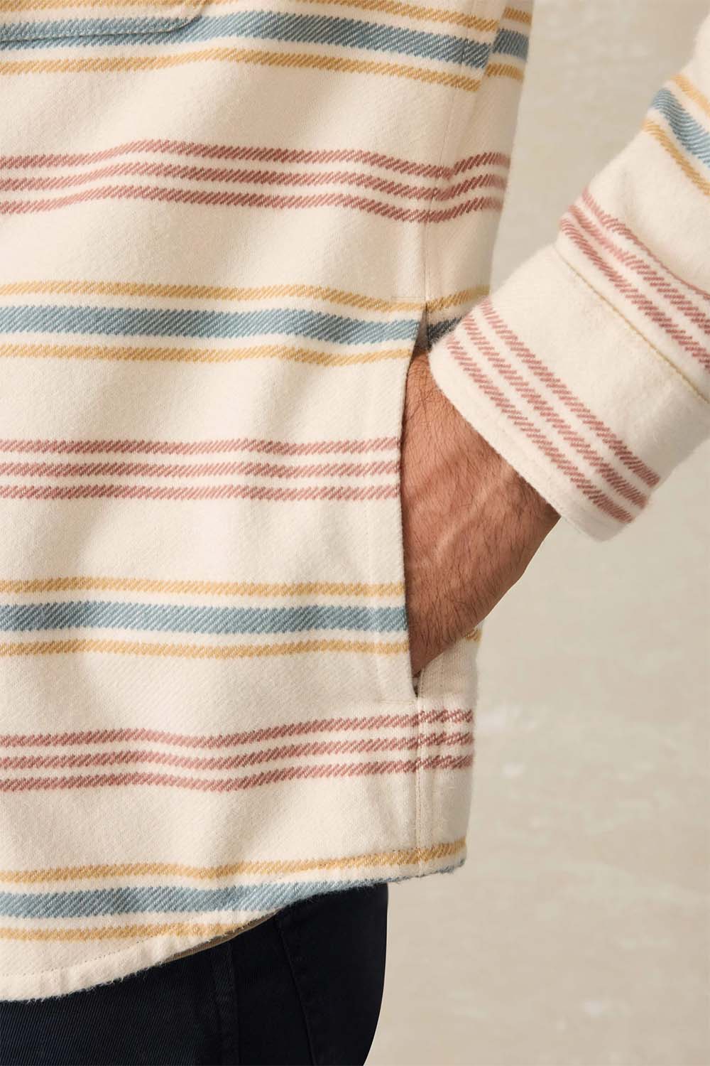 Faherty - Wavebreaker Shirt - Dune Sky Stripe - Pocket