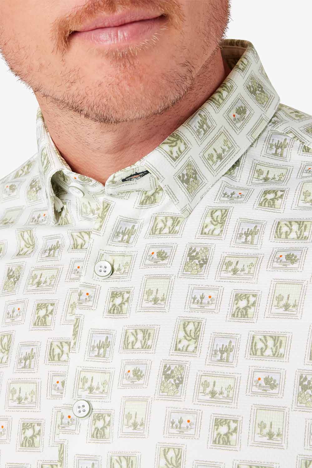 Mizzen + Main - Halyard SS - Fog Green Prickly Stamp - Detail