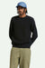 Brixton - Jacques Waffle Knit Sweater - Black - Front