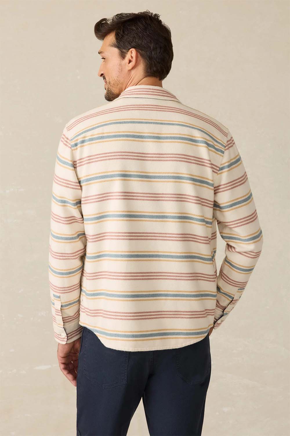 Faherty - Wavebreaker Shirt - Dune Sky Stripe - Back