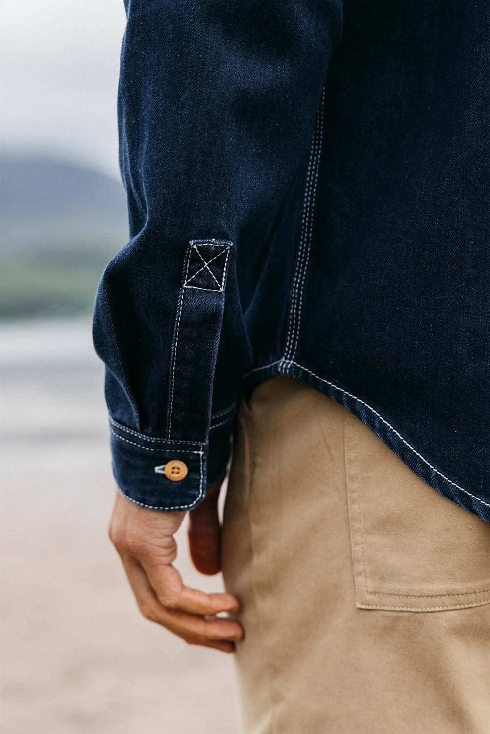 Finisterre - Eddystone Denim Shirt - Washed Denim - Sleeve