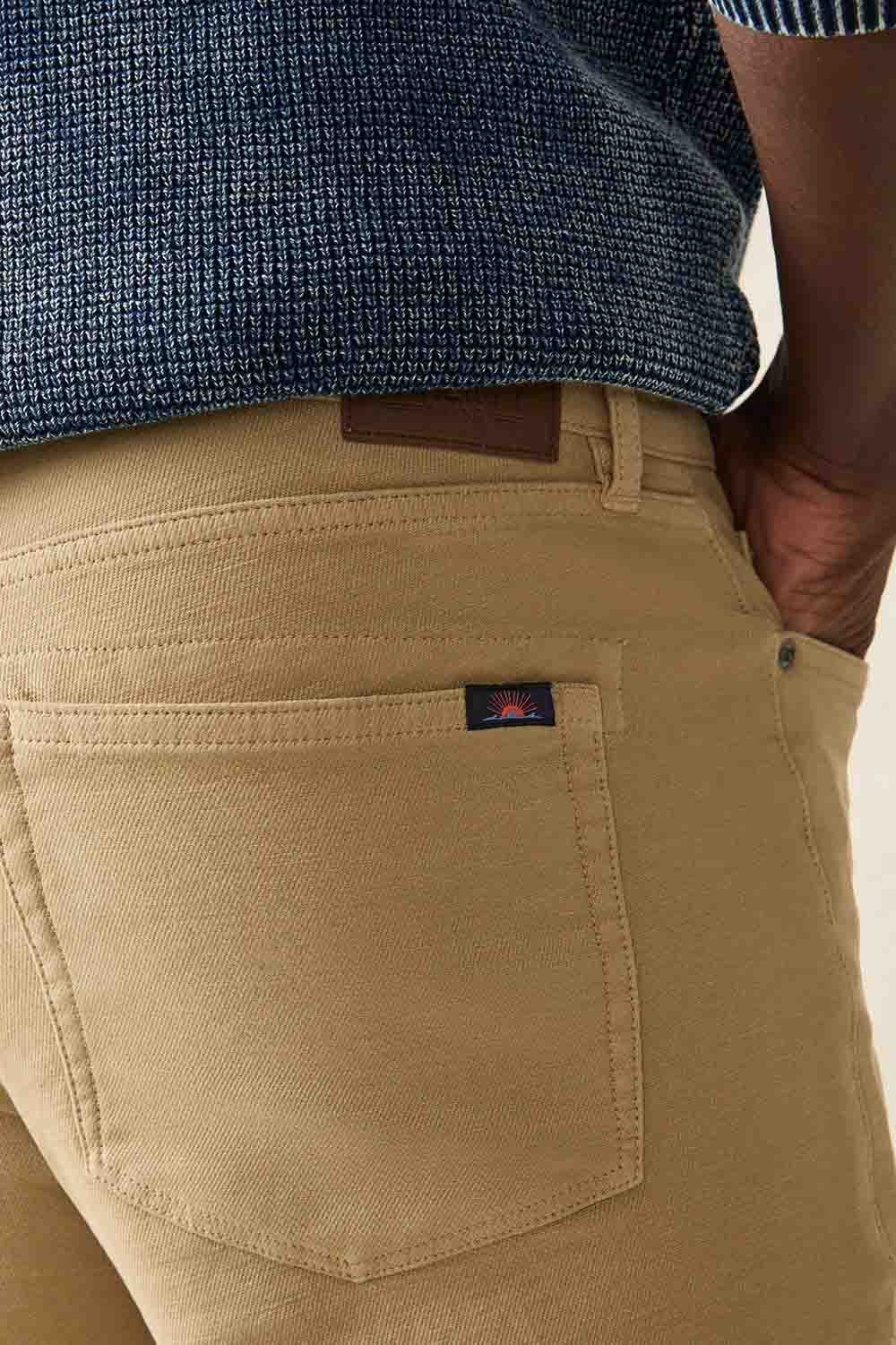 Faherty - Stretch Terry 5 Pocket - Desert Khaki - Detail