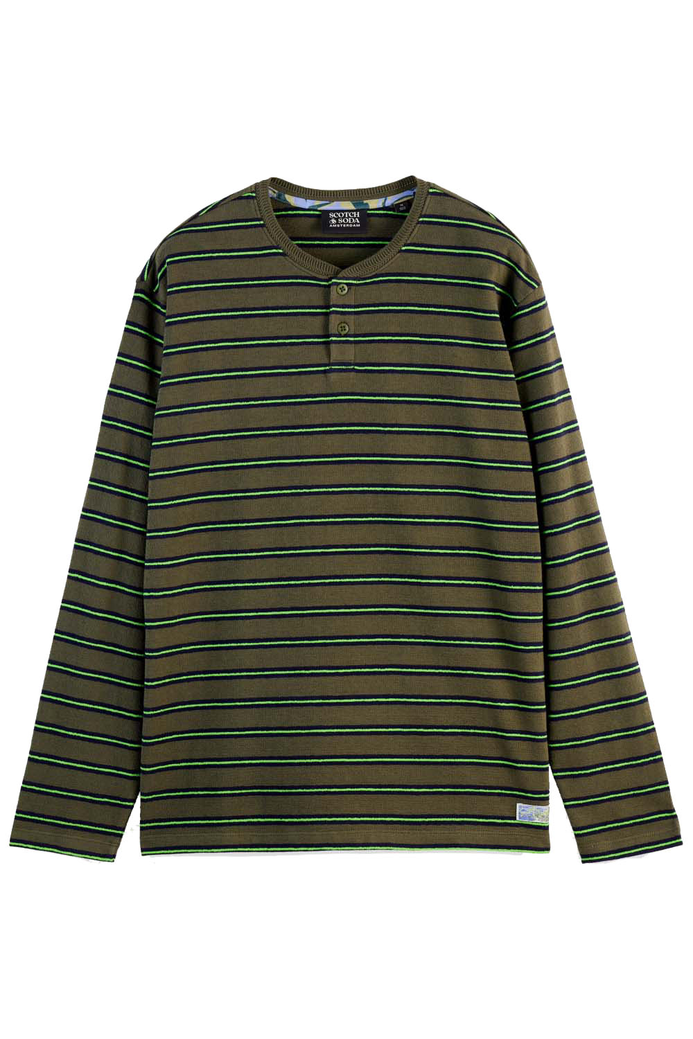 Scotch & Soda - Striped LS T-Shirt - Classic Green - Flatlay