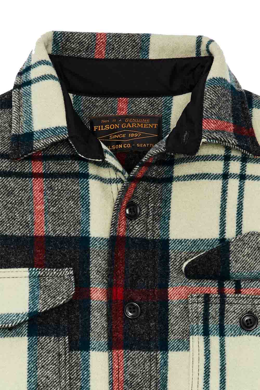 Filson - Mackinaw Wool Jac-Shirt - Cream/Multi Plaid - Collar