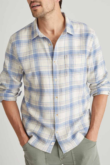 Marine Layer - Stretch Selvage Shirt - Indigo/Cream Plaid - Front