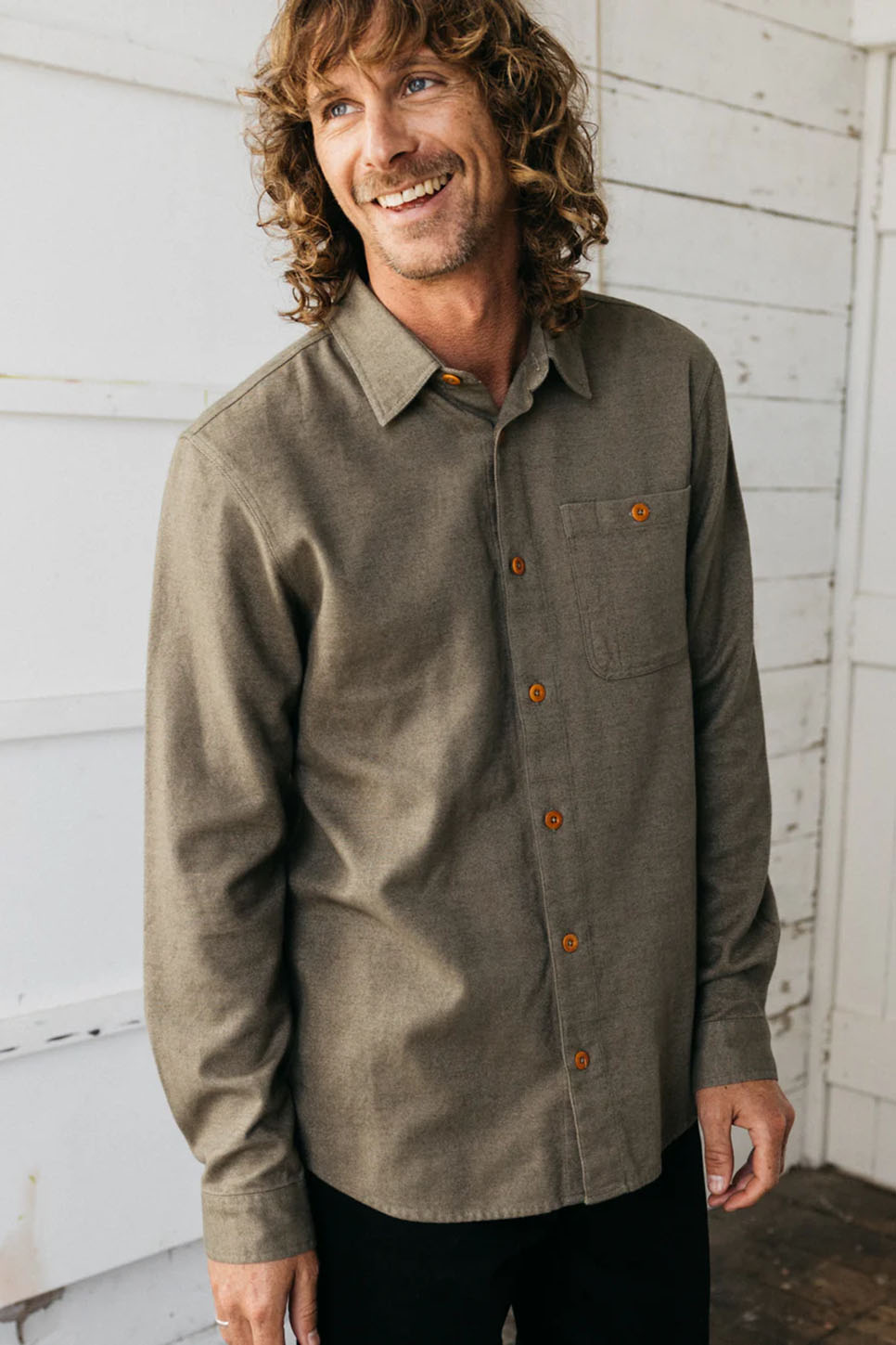 Finisterre - Gylly Shirt - Willow Green - Front