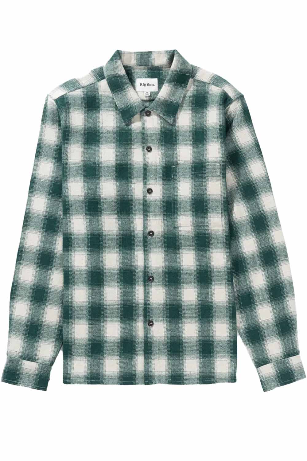 Rhythm - Plaid LS Flannel - Green - Flatlay