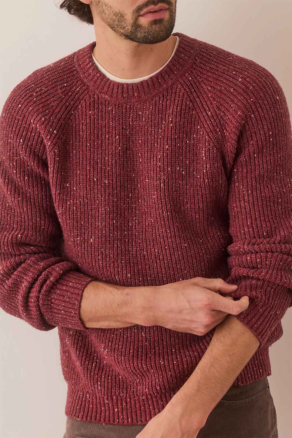 Marine Layer - Inverness Sweater Crew - Burgundy Neps