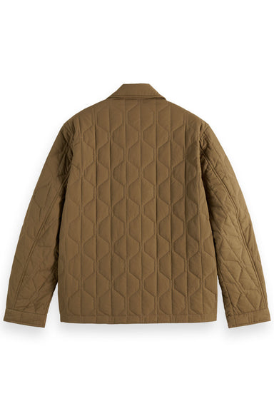 Scotch & Soda - Geometric Quilted Coat - Golden Brown - Back