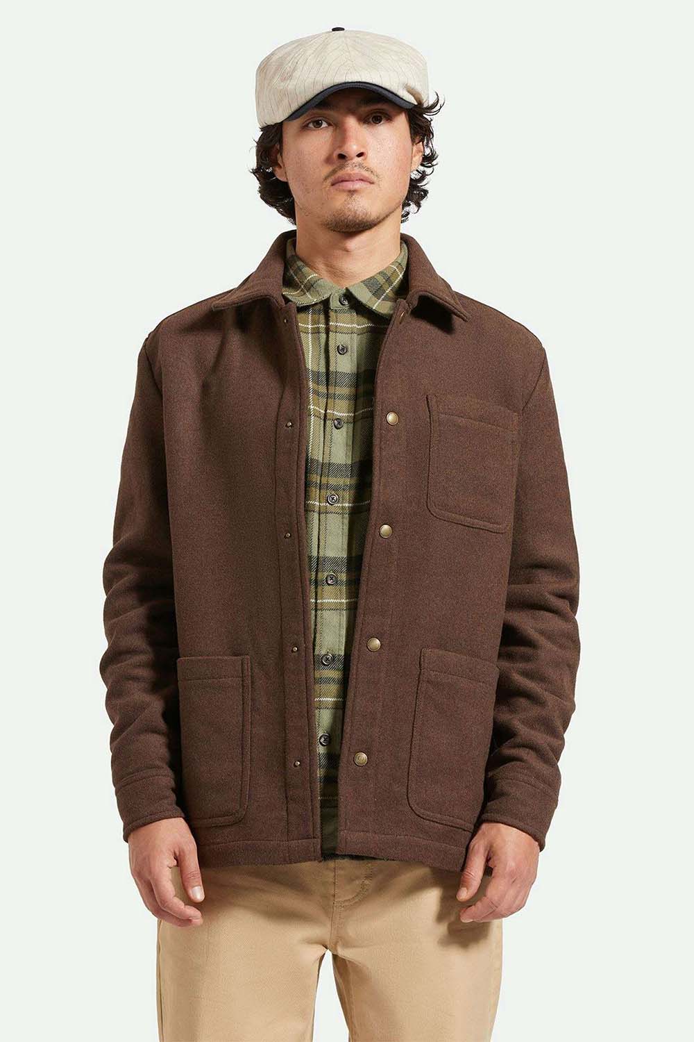 Brixton - Shop Chore Coat - Heather Pinecone Brown  - Open