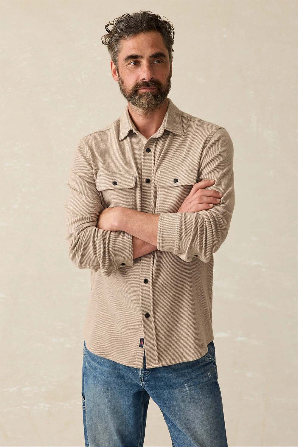 Faherty - Legend Sweater Shirt - Timber Twill - Front