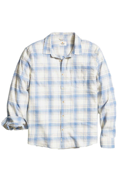 Marine Layer - Stretch Selvage Shirt - Indigo/Cream Plaid - Flatlay