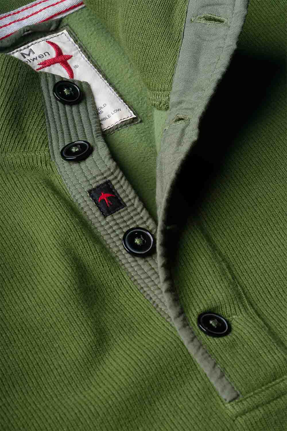 Relwen - Thermal Button Mock - Bright Olive - Detail