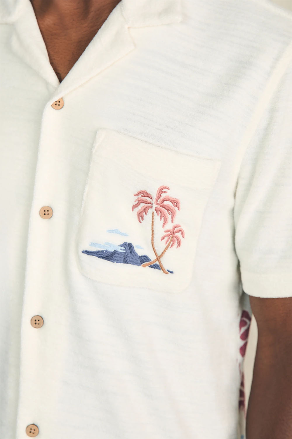 Faherty - Cabana Towel Terry Shirt - Scenic Volcanic Island - Detail