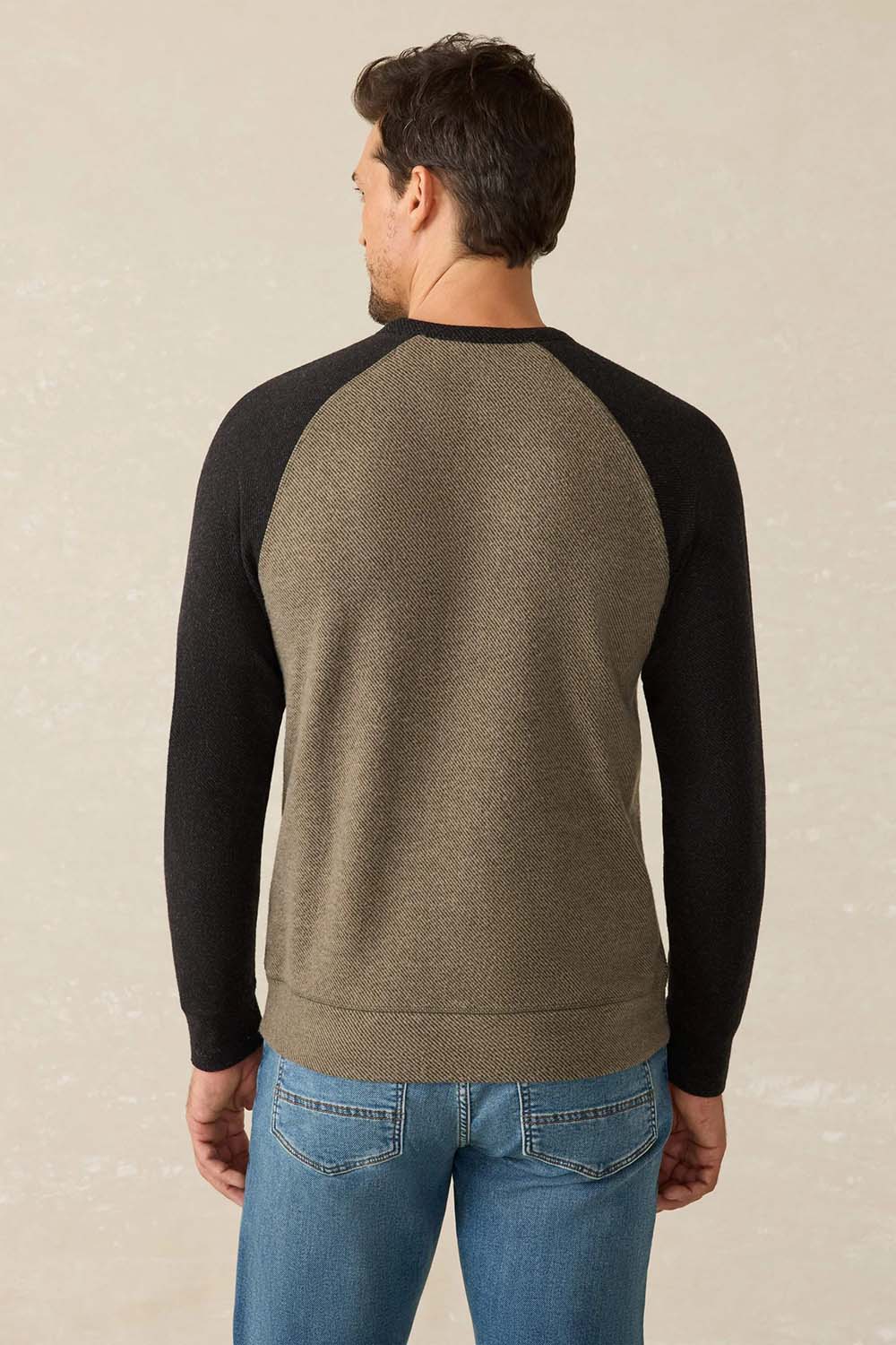 Faherty - Legend Baseball Sweater Crew -  Mossy Charcoal - Back