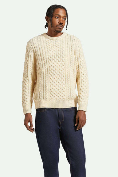 Brixton - Classic Fishermans Sweater - Oatmeal - Front