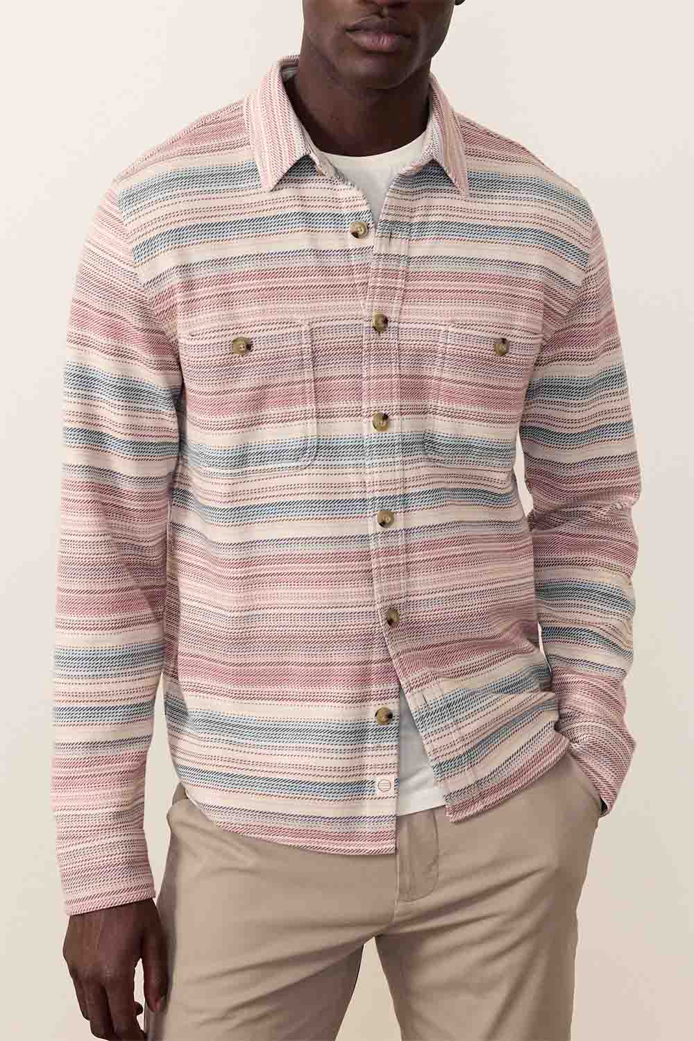 Marine Layer - Pacifica Stretch Shirt - Warm Baja Stripe - Front