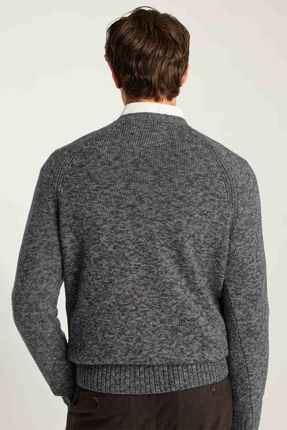 Bonobos - Marled Raglan Crew - Dark Grey Marl - Back