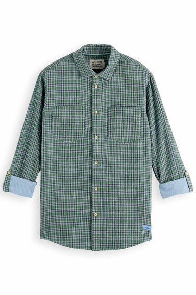 Scotch & Soda - Double Face Check Shirt - Sage Green - Flatlay