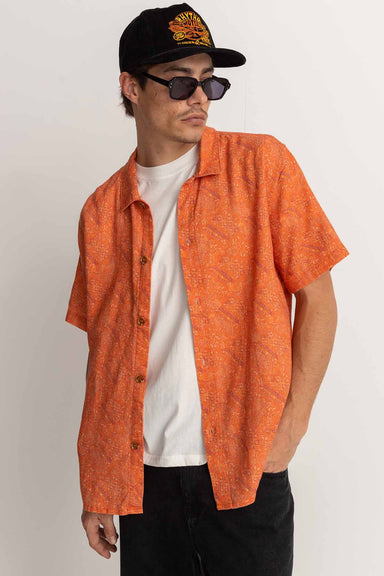 Rhythm - Adia Paisley SS Shirt - Persimmon - Front