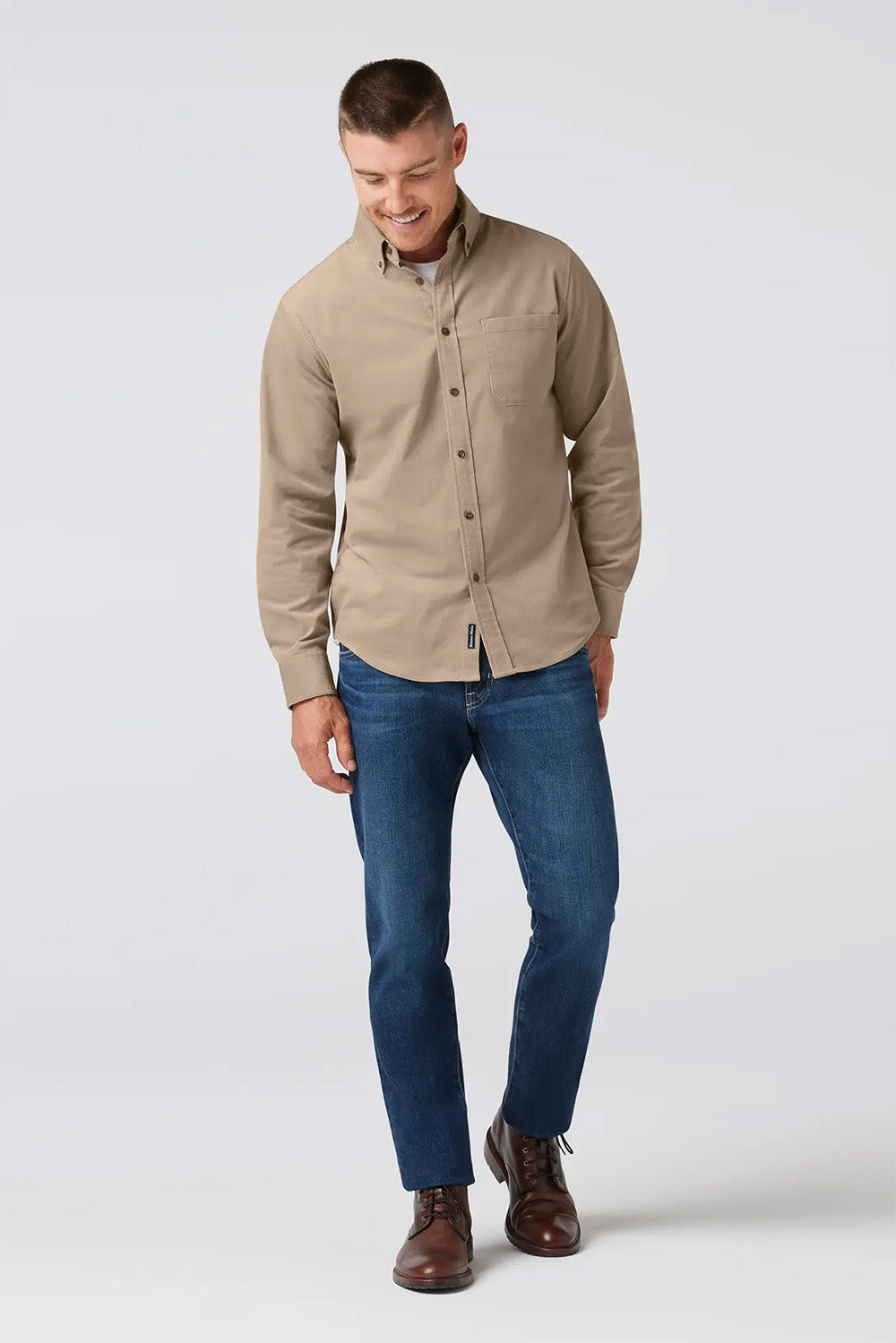 Mizzen + Main - Jackson Cord Shirt - Khaki Solid - Profile