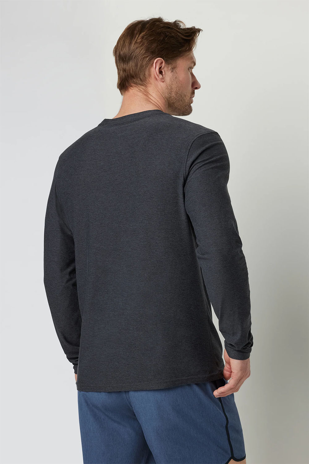 Vuori - LS Strato Tech Tee - Charcoal Heather - Back