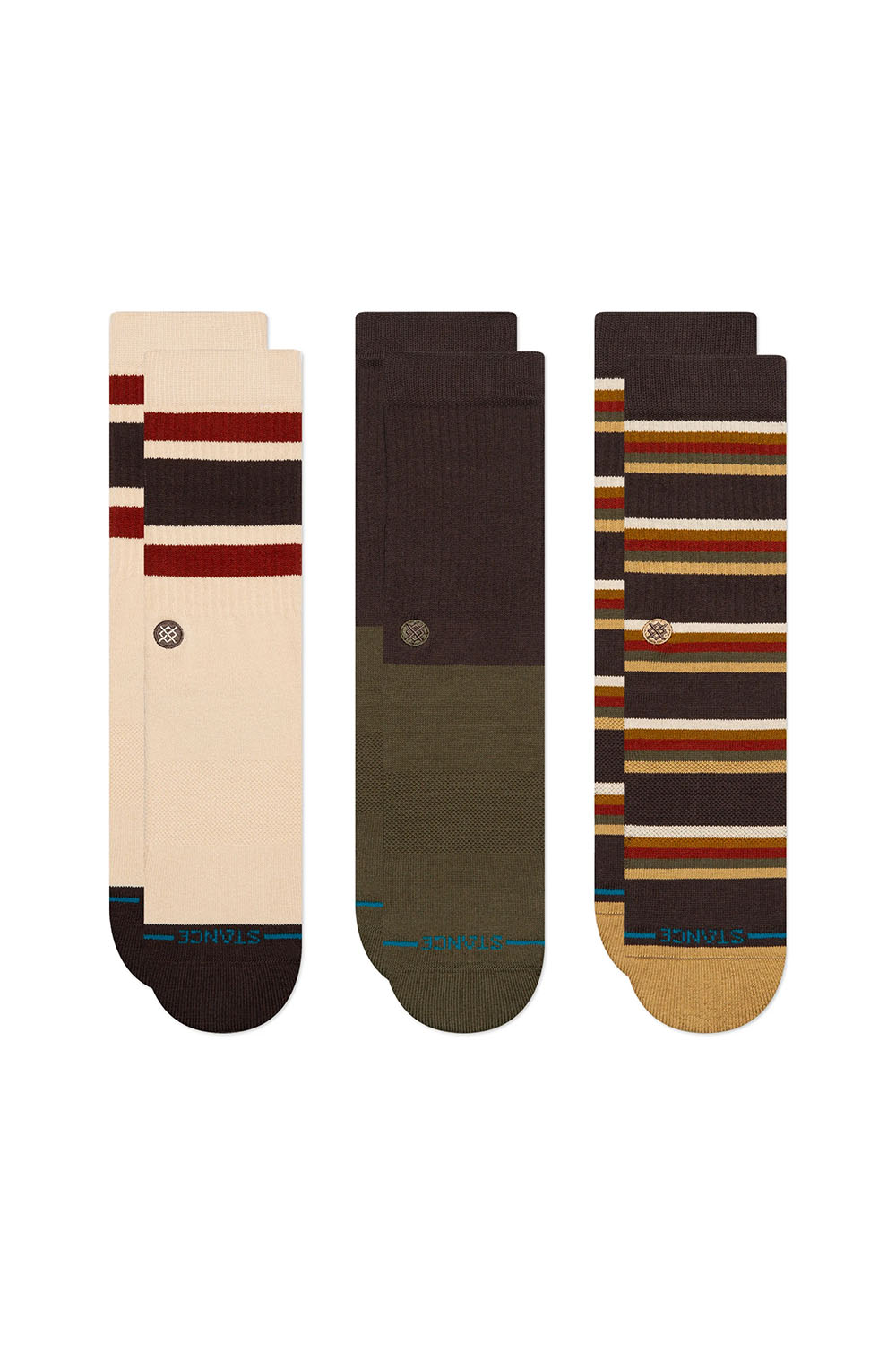 Stance - Mill House 3 Pack Crew - Dark Brown