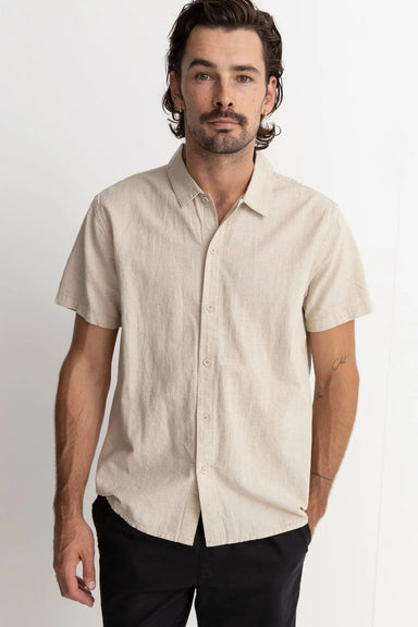 Rhythm - Classic Linen SS Shirt - Sand - Front
