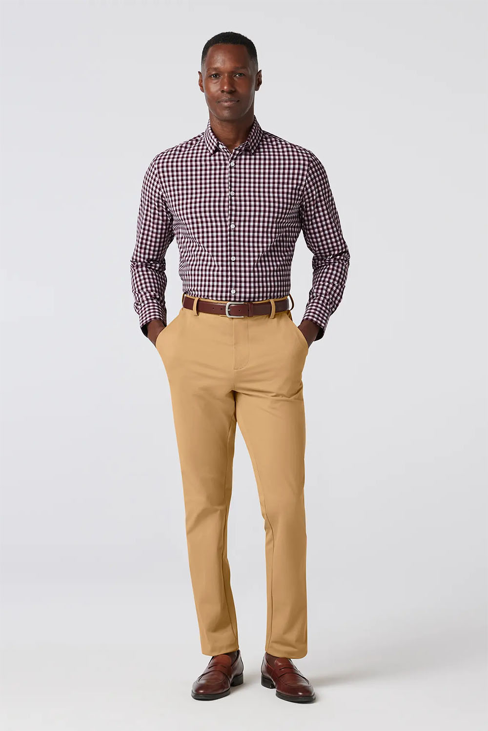 Mizzen + Main - Leeward LS - Wine Todos Plaid - Front