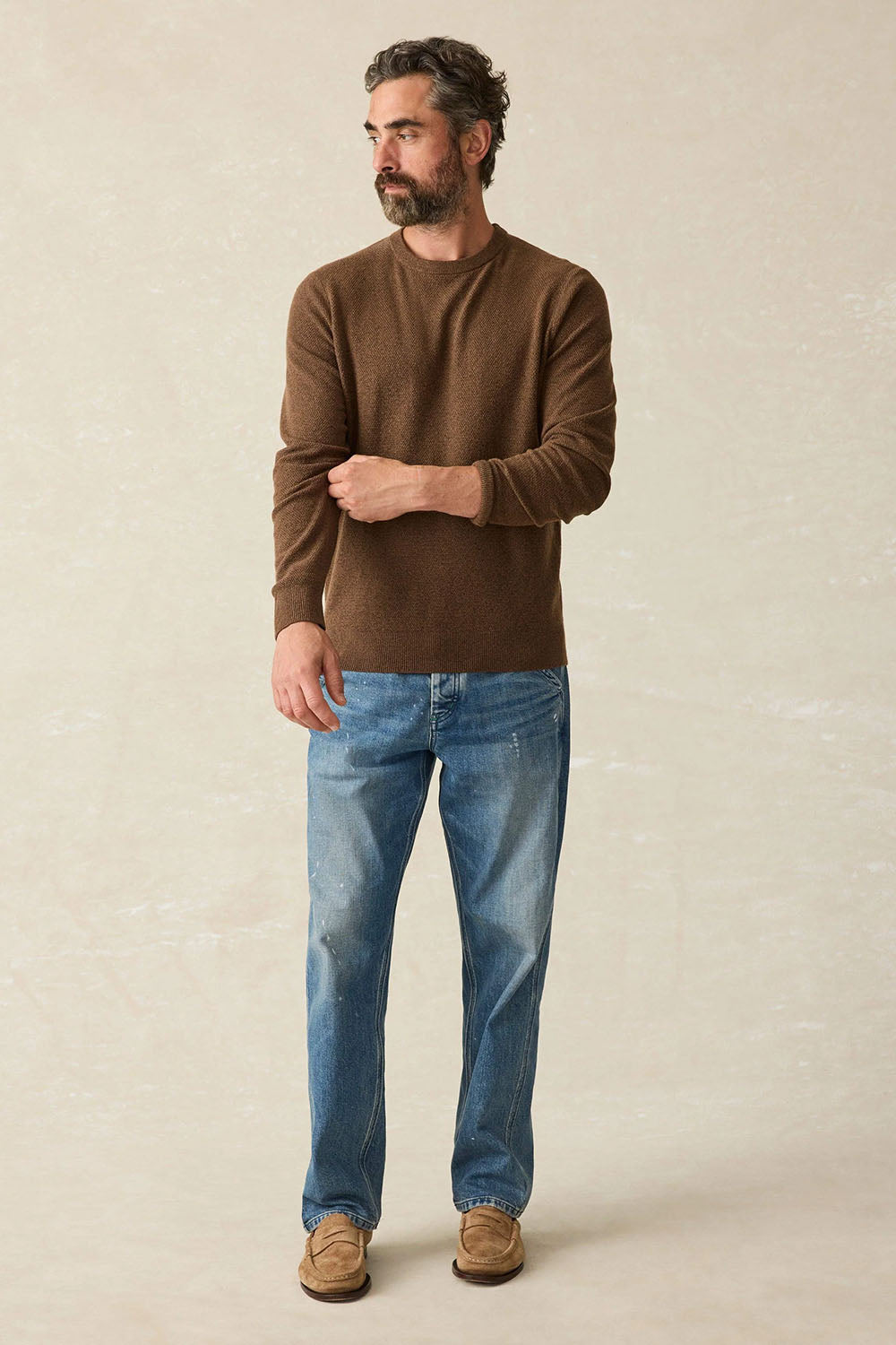 Faherty - Jackson Crew Sweater - Trail Brown Heather