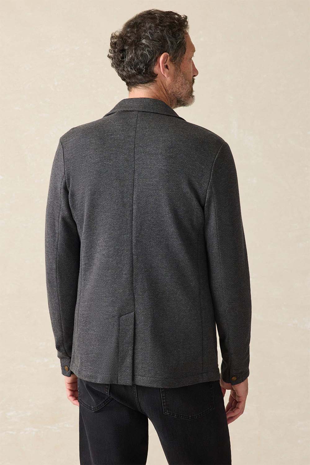 Faherty - Inlet Knit Blazer - Black Sky Melange - Back